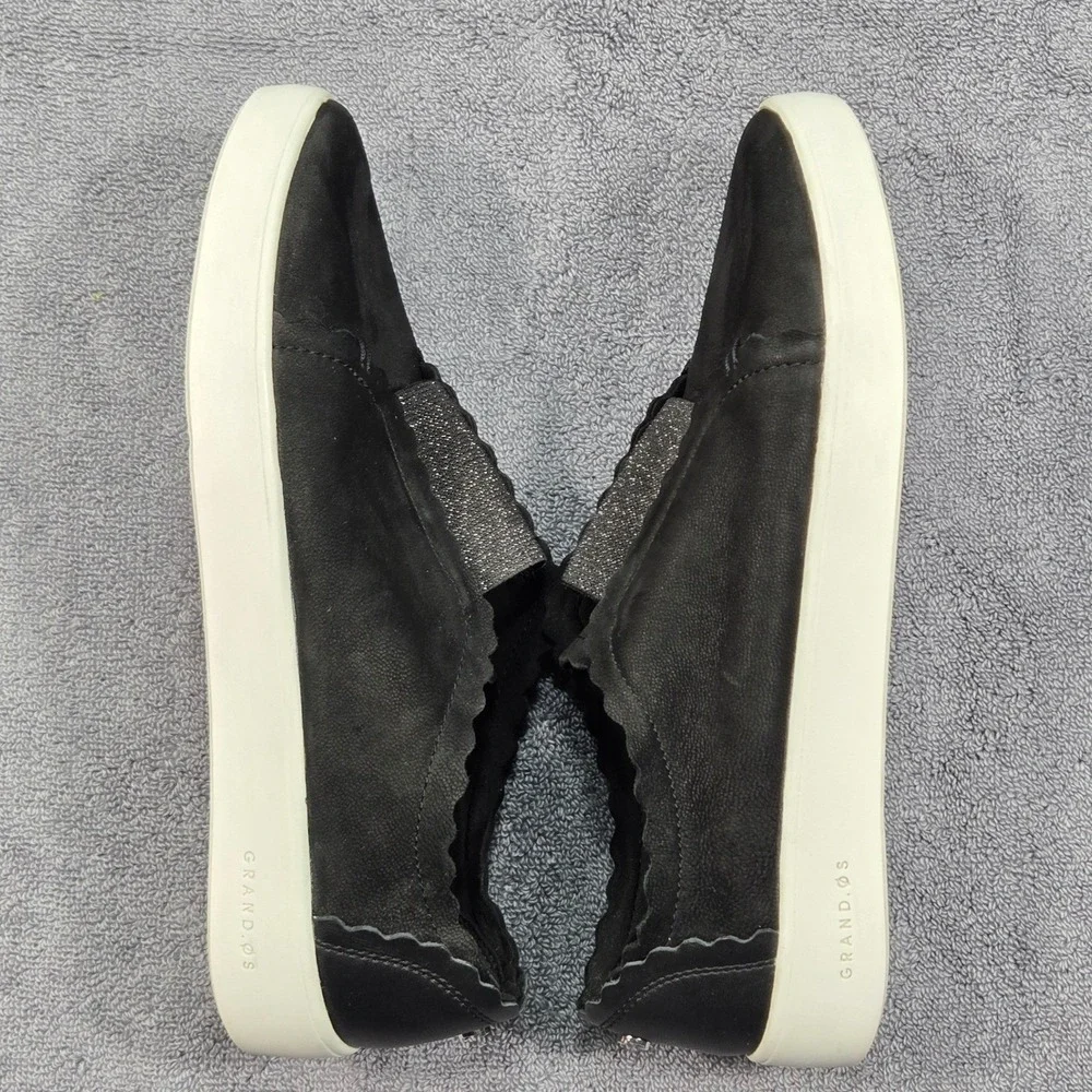 Cole Haan Grand‎ Crosscourt Scallop Sneakers Womens 7B Black Leather W17782
